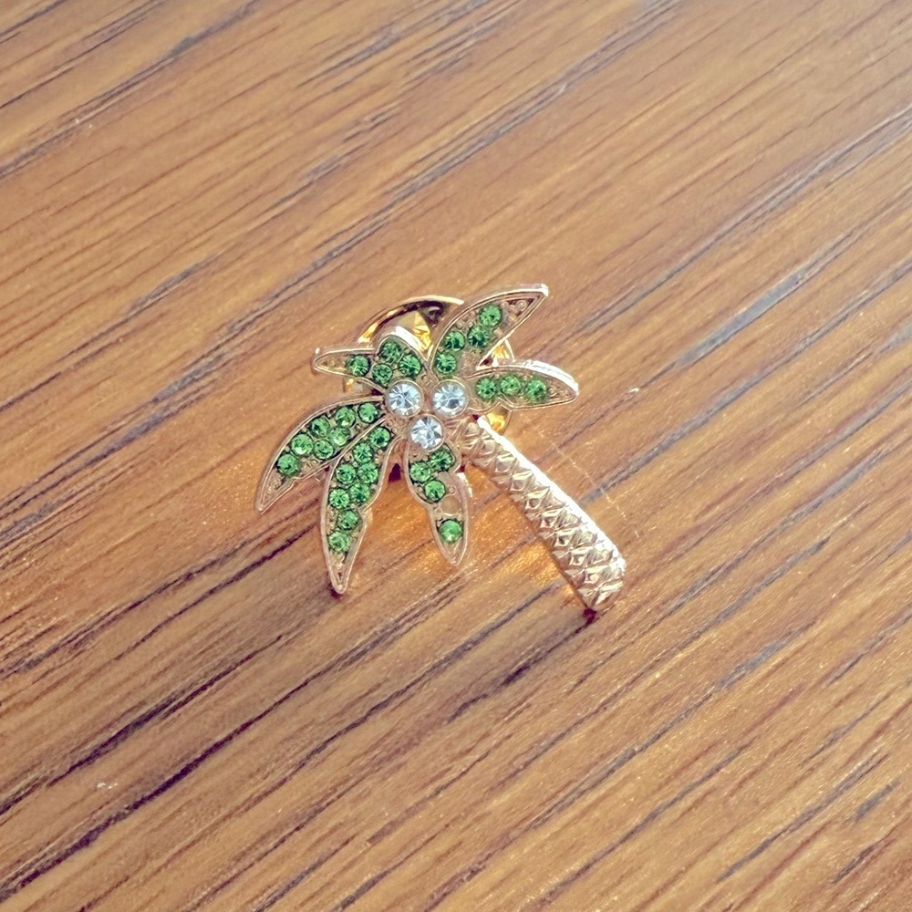 Women’s Jewelry Adorable Gold, Silver, & Green Palm Tree Enamel Pin Brooch